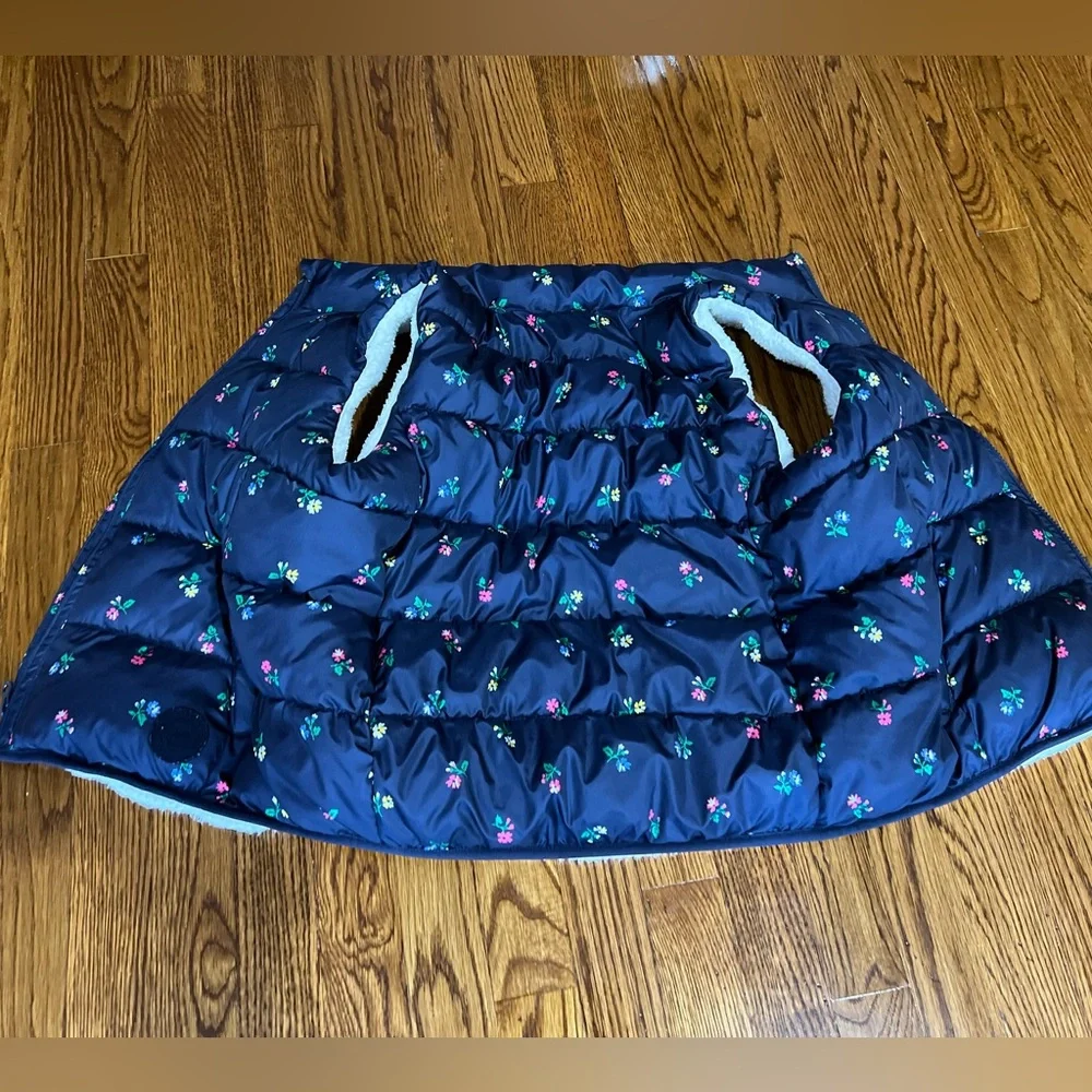 Gap Kids Navy Floral Puffer Sherpa Lined Girls Vest